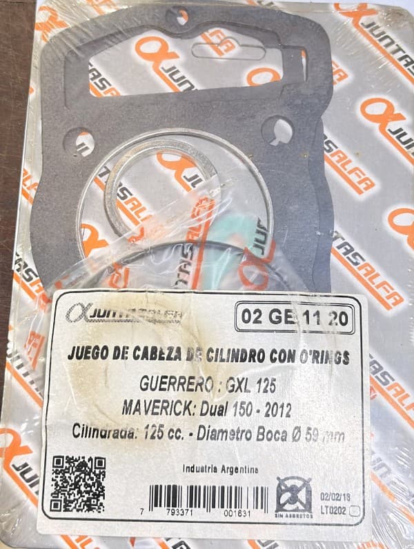 JUNTA CILINDRO GXL 125 C/ORING ALFA