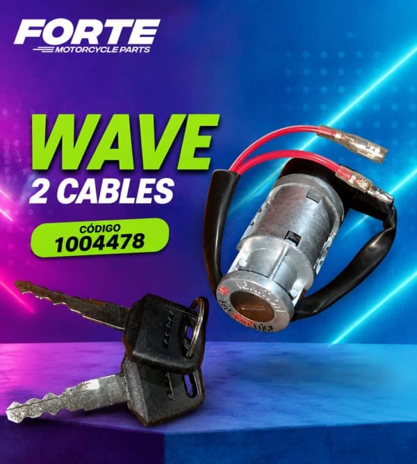 LLAVE CONTACTO HONDA WAVE 2 CABLES FORTE