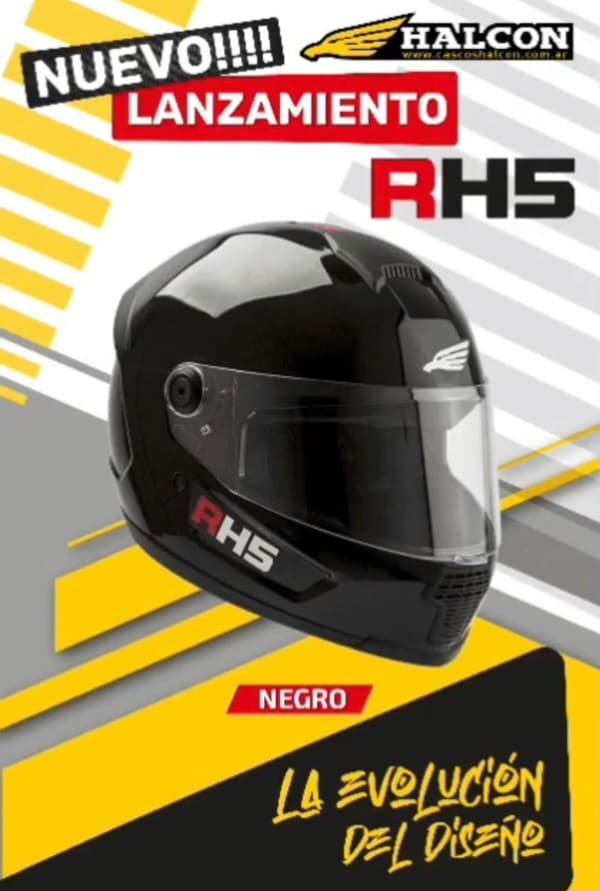 CASCO HALCÓN RH5  NEGRO BRILLANTE M (58cm) )