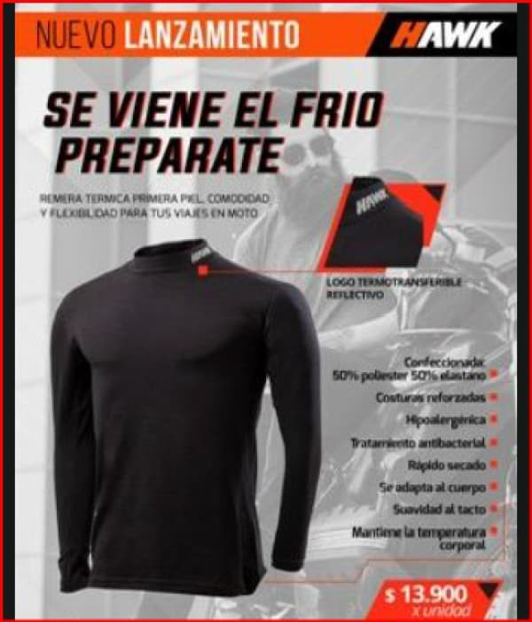 CAMISETA TERMICA HAWK NEGRA XL