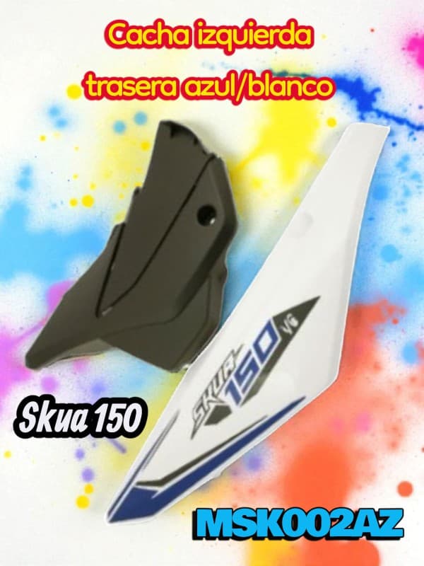 CACHA IZQUIERDA TRASERA AZUL/BLANCO  SKUA 150  NITRO