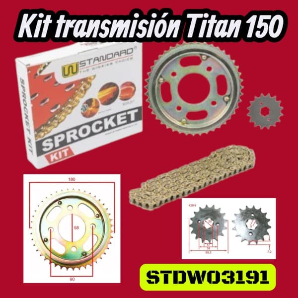 CORONA PIÑON CADENA TITAN 150 (43-16) KIT DORADA W STD