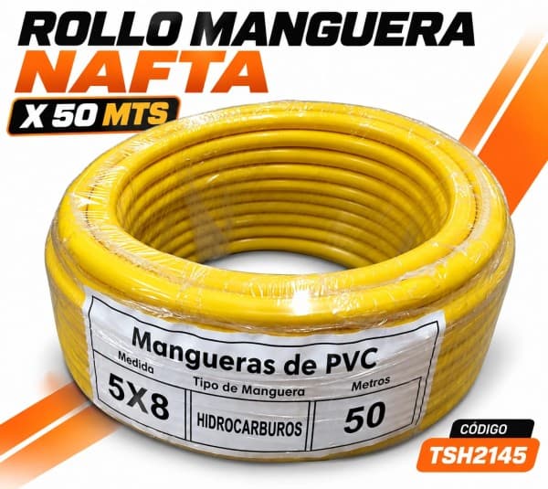 ROLLO MANGUERA NAFTA 5x8 (50 M.) AMARILLA TSH