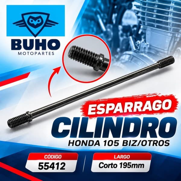 Esparrago Cilindro Biz 105 otros C/U S/TUERCA 195mm BUHO