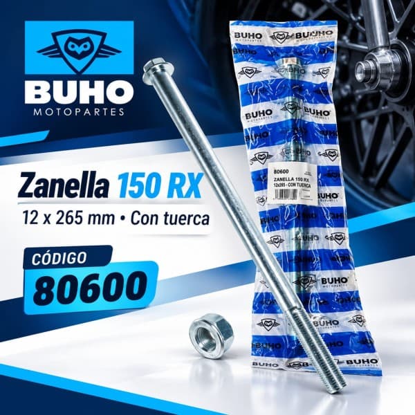 Eje Horquillon 150 Rx (12X265) C/Tuerca BUHO