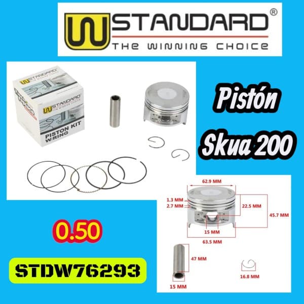 PISTON KIT SKUA 200 050 Ø64.00 Per.15 W STD