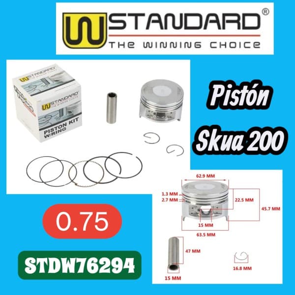 PISTON KIT SKUA 200 075 Ø64.25 Per.15 W STD